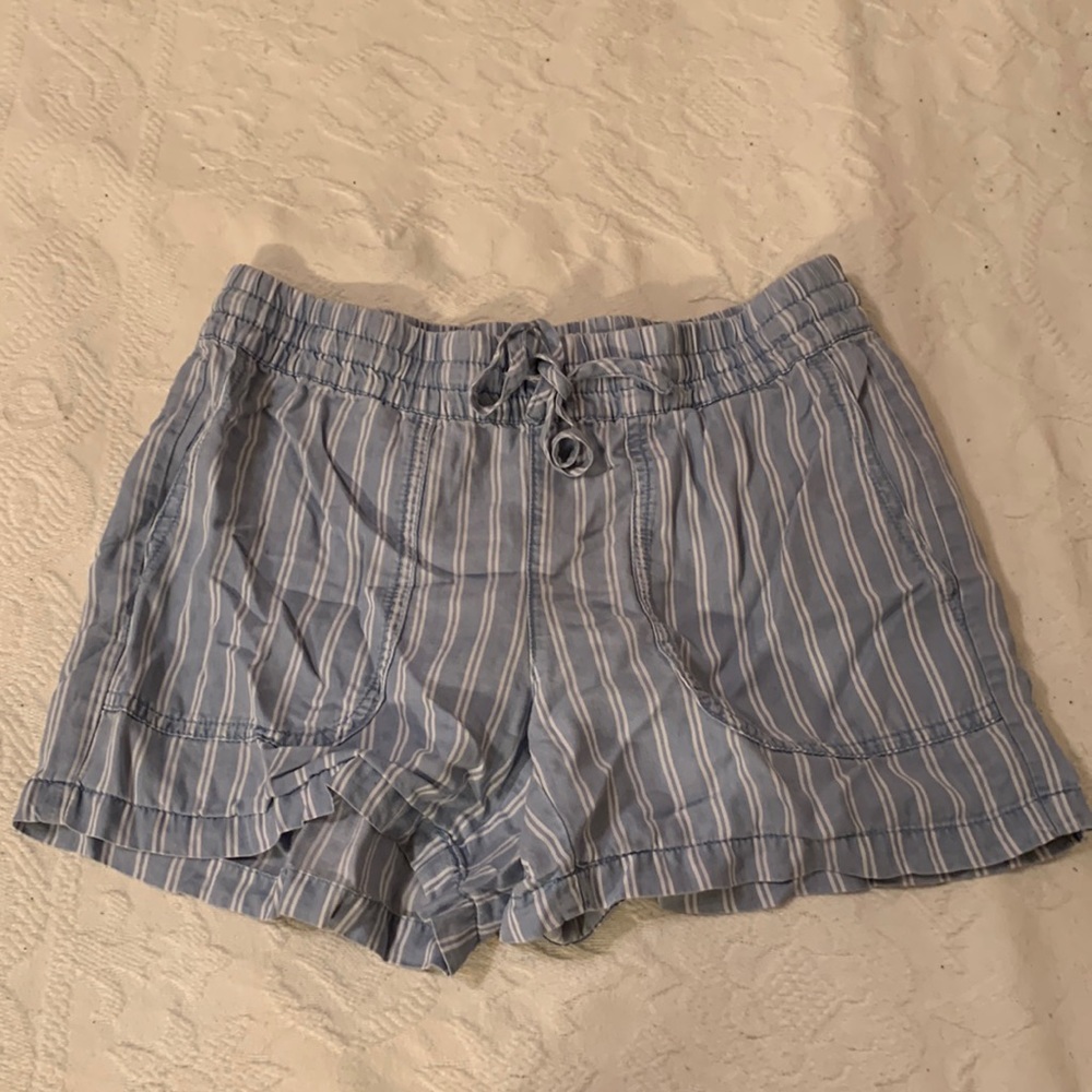 Calvin Klein Light Blue and White Striped Shorts